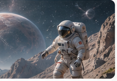 Astronaut exploration scene