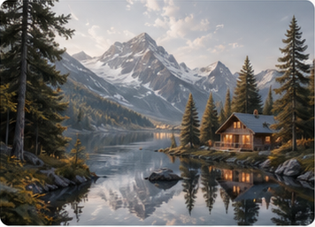 Photorealistic mountain cabin